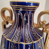 Two-handled baluster vase in late 19th century earthenware from the Gustave Asch factory (1856-1911)
