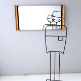 Rectangular Ebonized beech and Maple Wall Mirror Attr. to Paolo Buffa, Ital