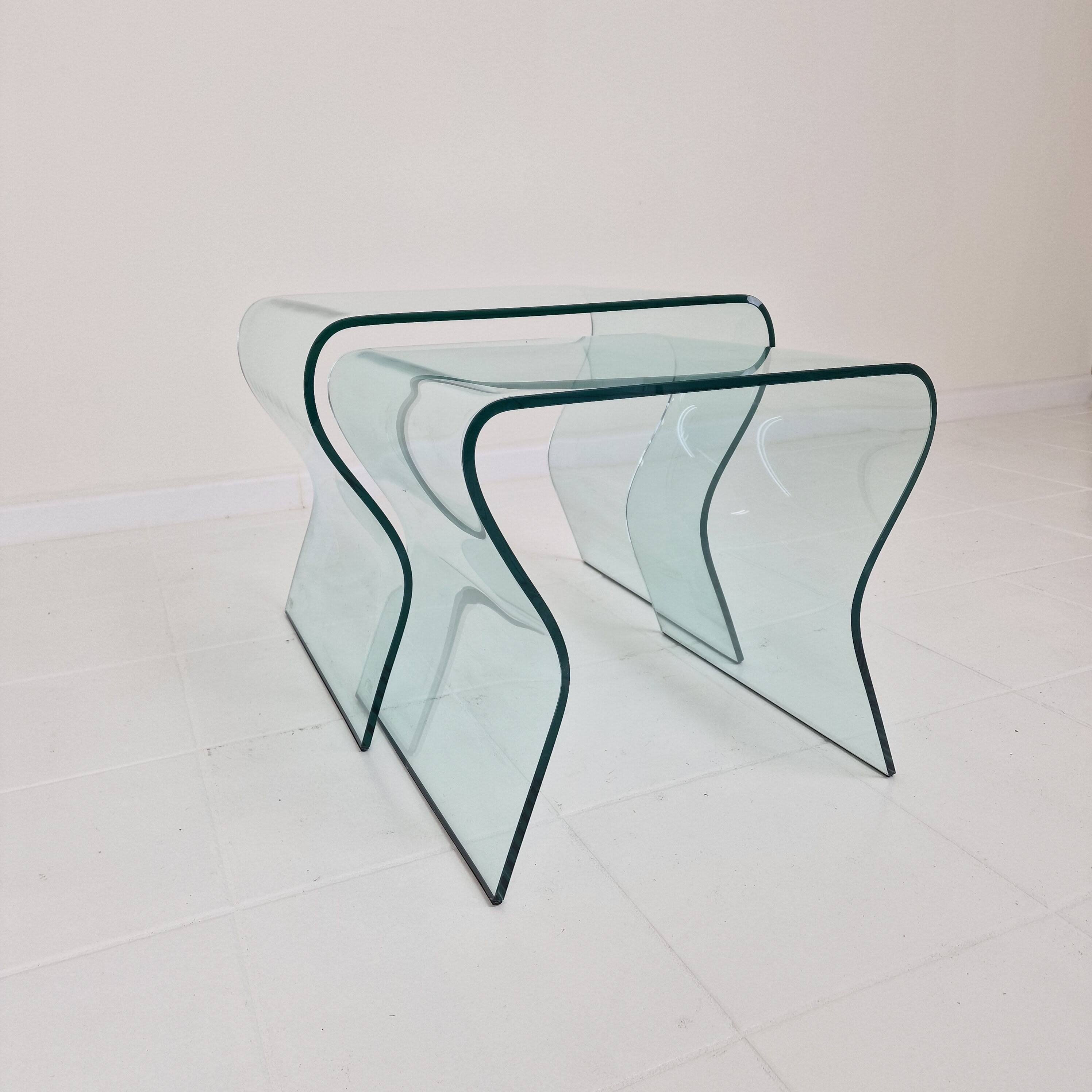 "Tango" Glass Nesting Table Set by Fabio Di Bartolomei for Fiam Italia