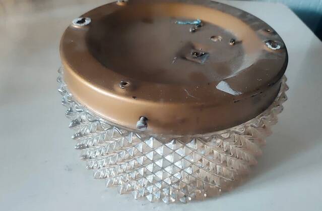 Round ceiling light in the shape of a sun, 1950s glass, vintage.