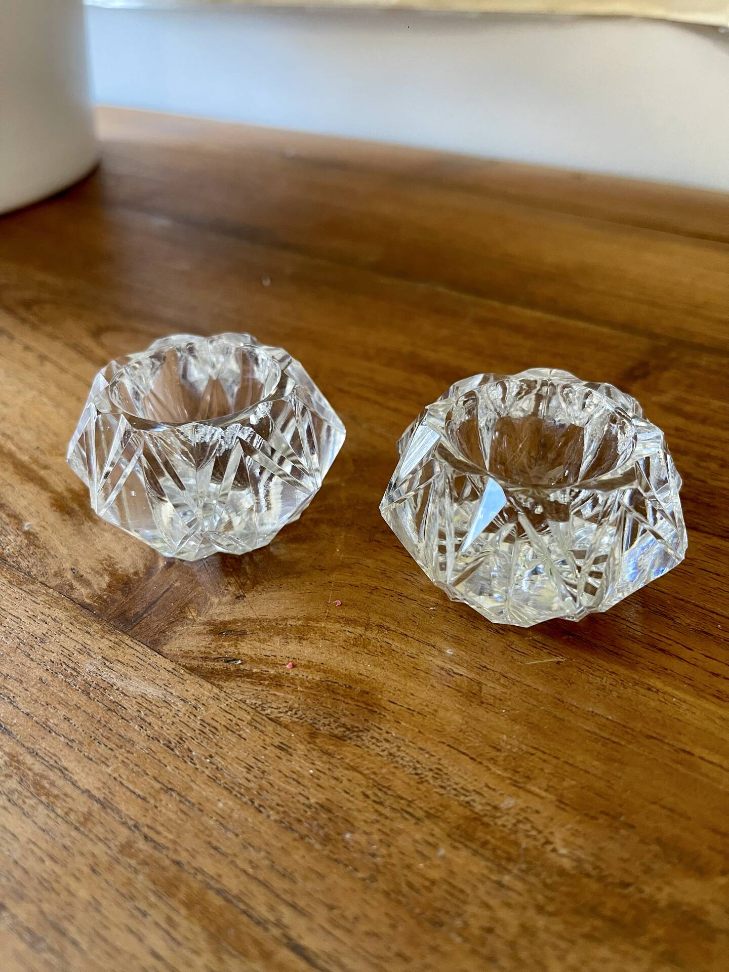 Pair of crystal salt shakers