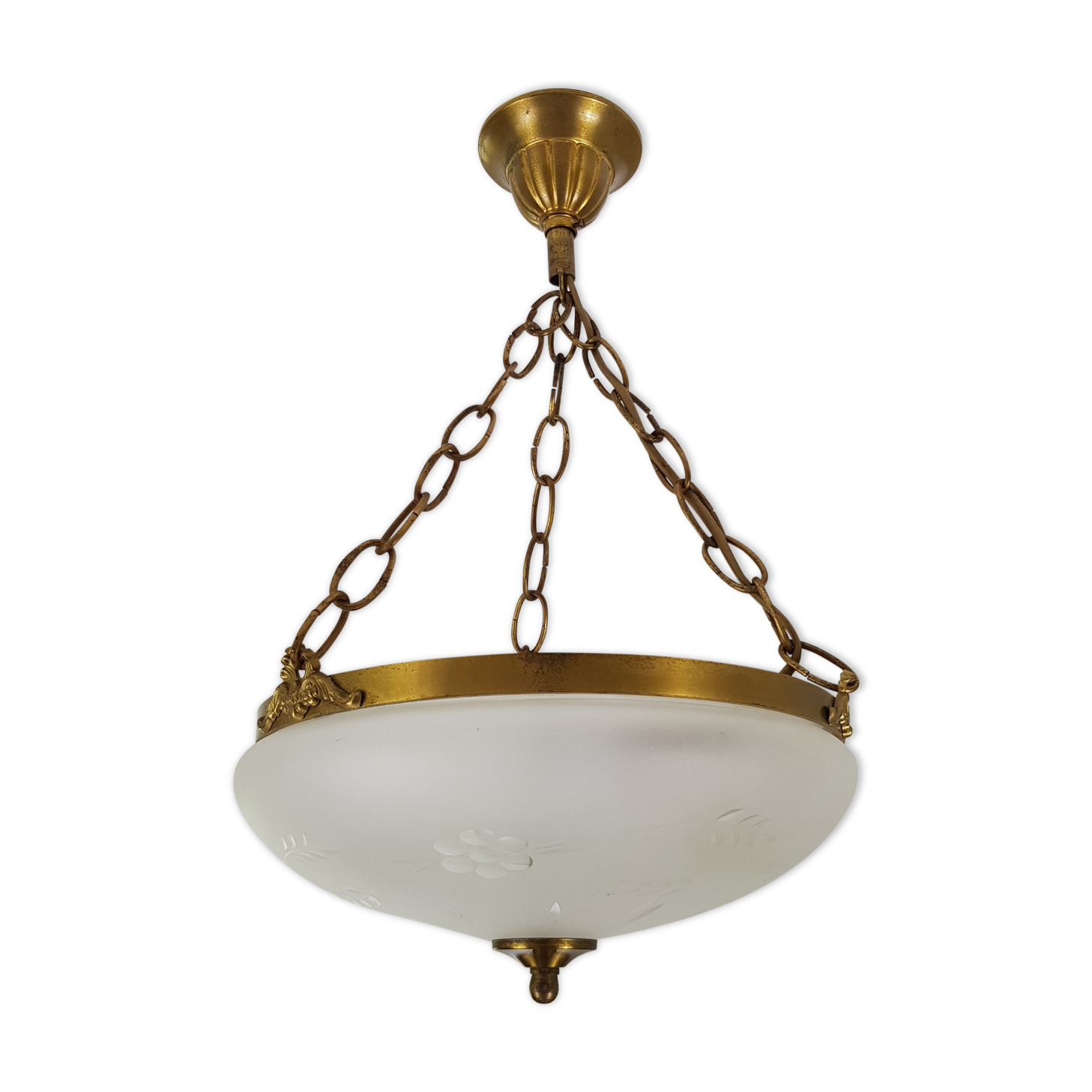 Gilt bronze pendant glass globe cised Napoleon style 3