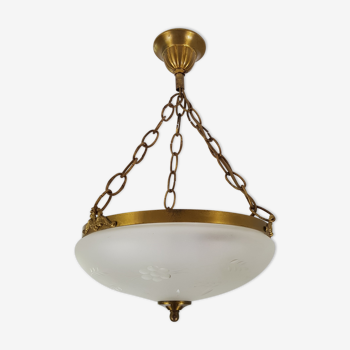 Gilt bronze pendant glass globe cised Napoleon style 3
