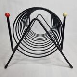 Magazine holder, vinyl holder "spring" in vintage metal, 30 cm
