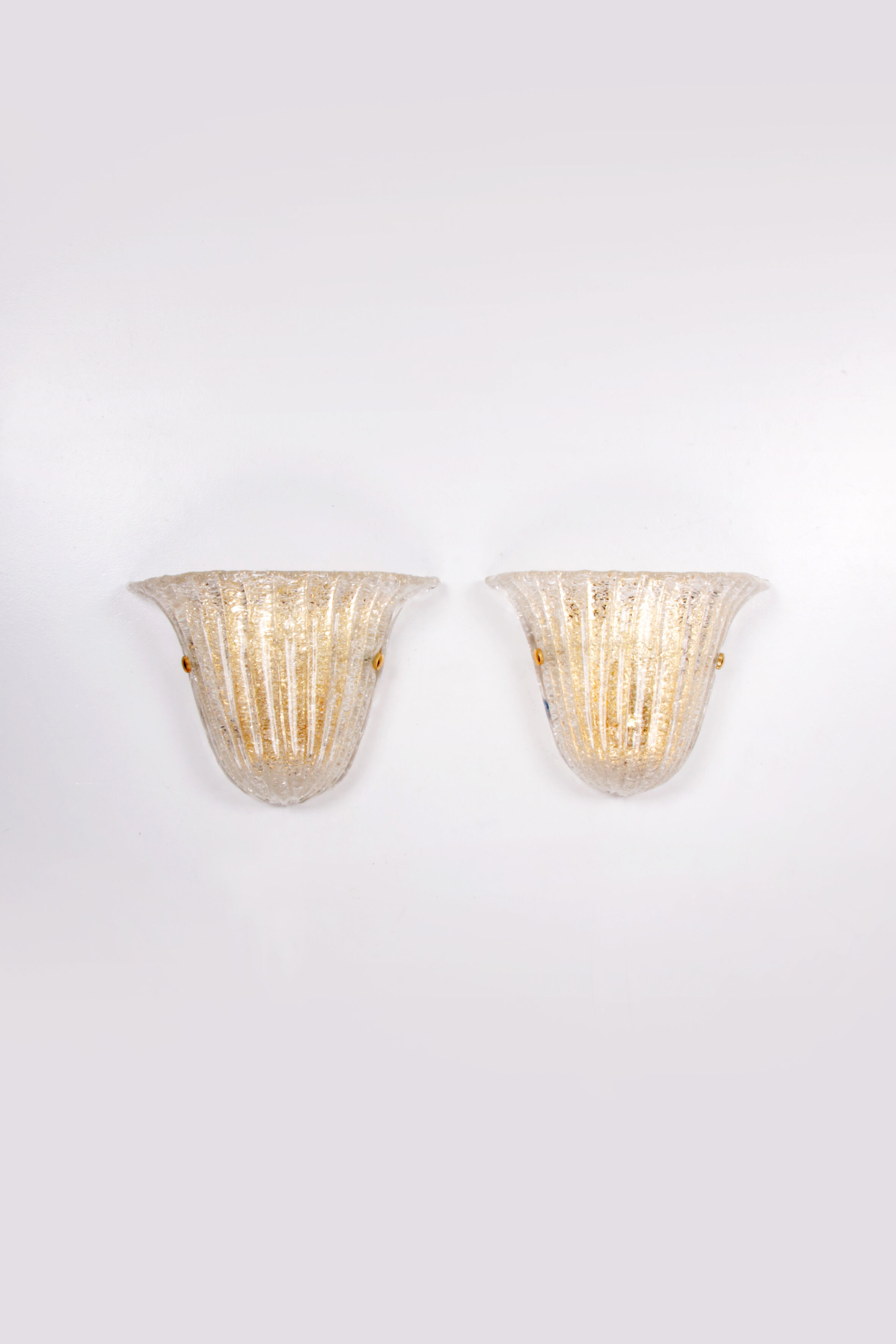 Set of 2 Murano Glass wall lamps by Venini, 1970 Italy.
