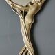 Old vanity mirror/hand face mirror/nude of a woman, naiad. art nouveau style. brass. 25 x 11 cm
