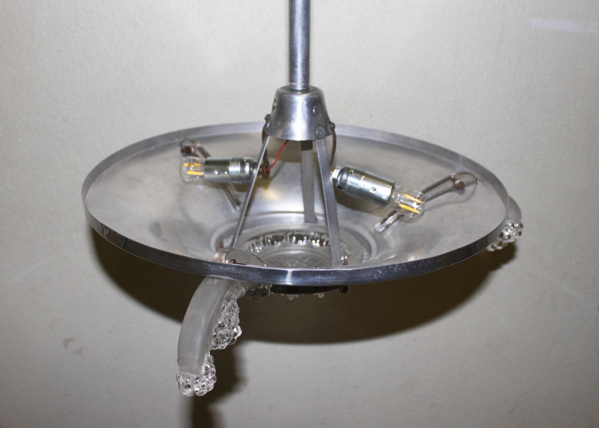 Art Deco pendant lamp by Ezan France, 2 lights 1920