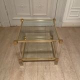 Table d’appoint plexi et doré, Pierre Vandel, 1970s