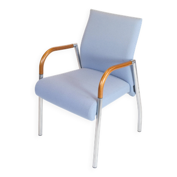 Dining chairs - Model B8 - Mahogany - Upholstered in blue fabric - Duba