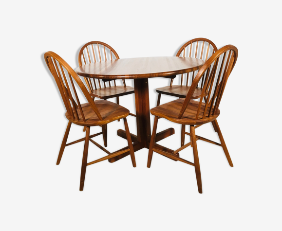 Ensemble de salle à manger scandinave en teck avec table et 4 chaises, 1960