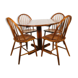 Ensemble de salle à manger scandinave en teck avec table et 4 chaises, 1960