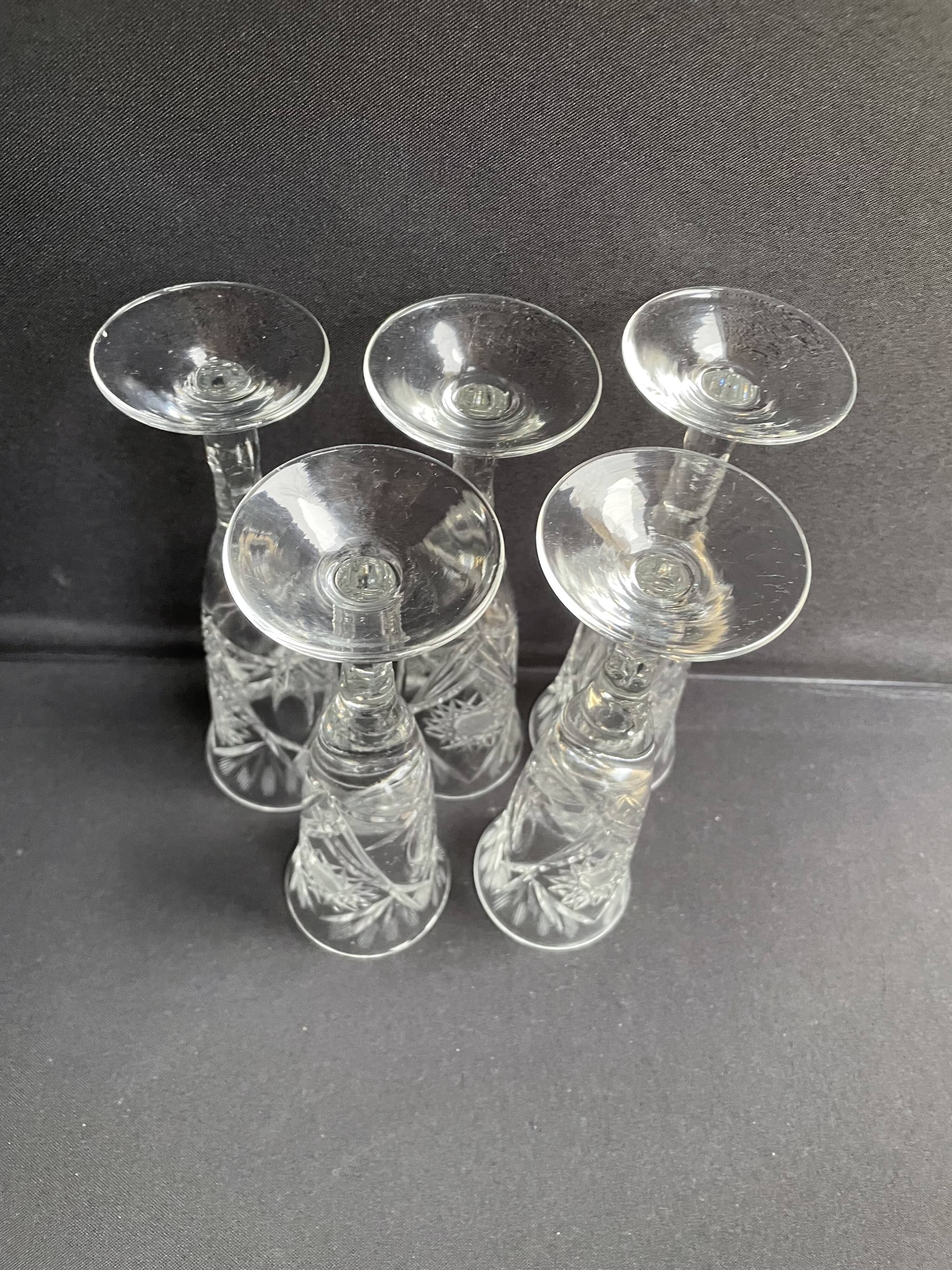 Champagne flutes, cut crystal, bohemian