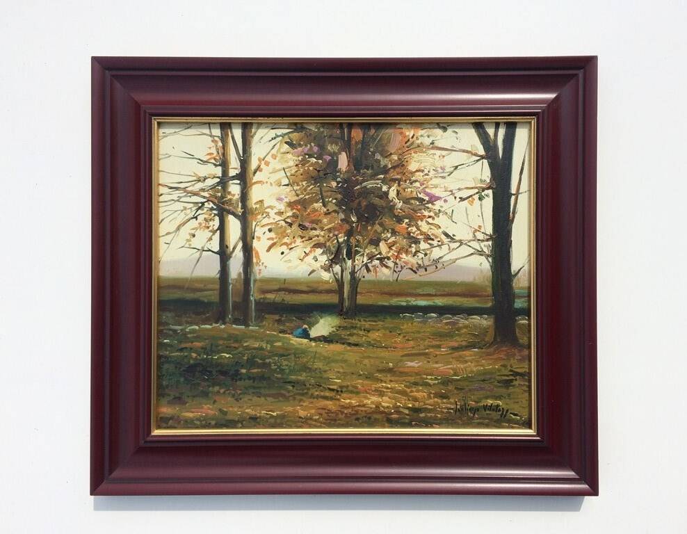 S. Vilata: Oil "Autumn Landscape". Vintage 70