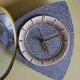 Vintage formica clock silent asymmetrical wall pendulum "Anthracite gold round"