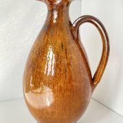 Jug, pitcher or carafe, white earthenware and alquifoux from Vallauris.
