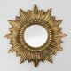 Miroir en résine en forme de soleil doré avec miroir convexe, France, années 1960.