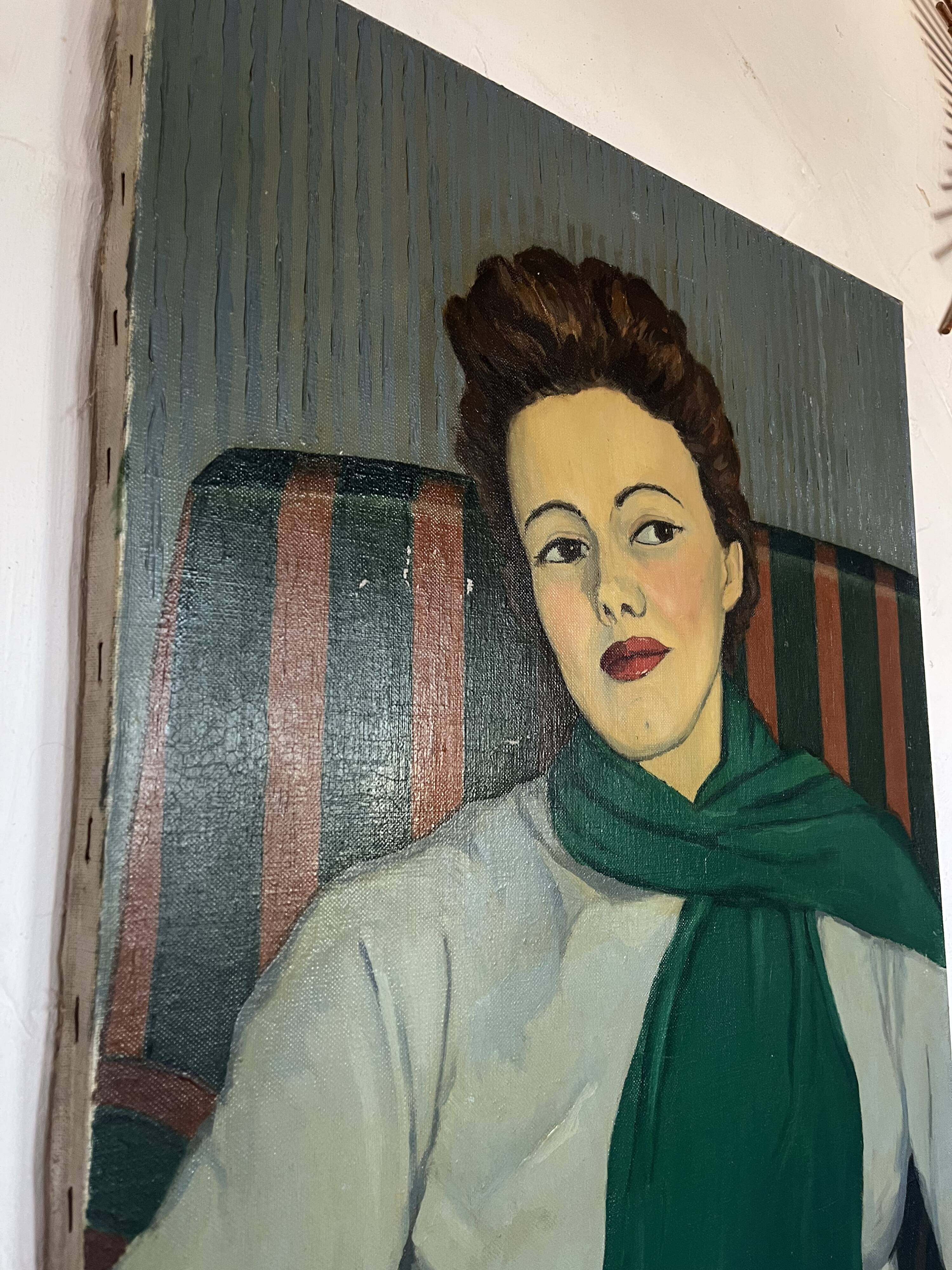 Portrait féminin – Pierre Morosini, 1956 – Huile sur toile, École de Paris