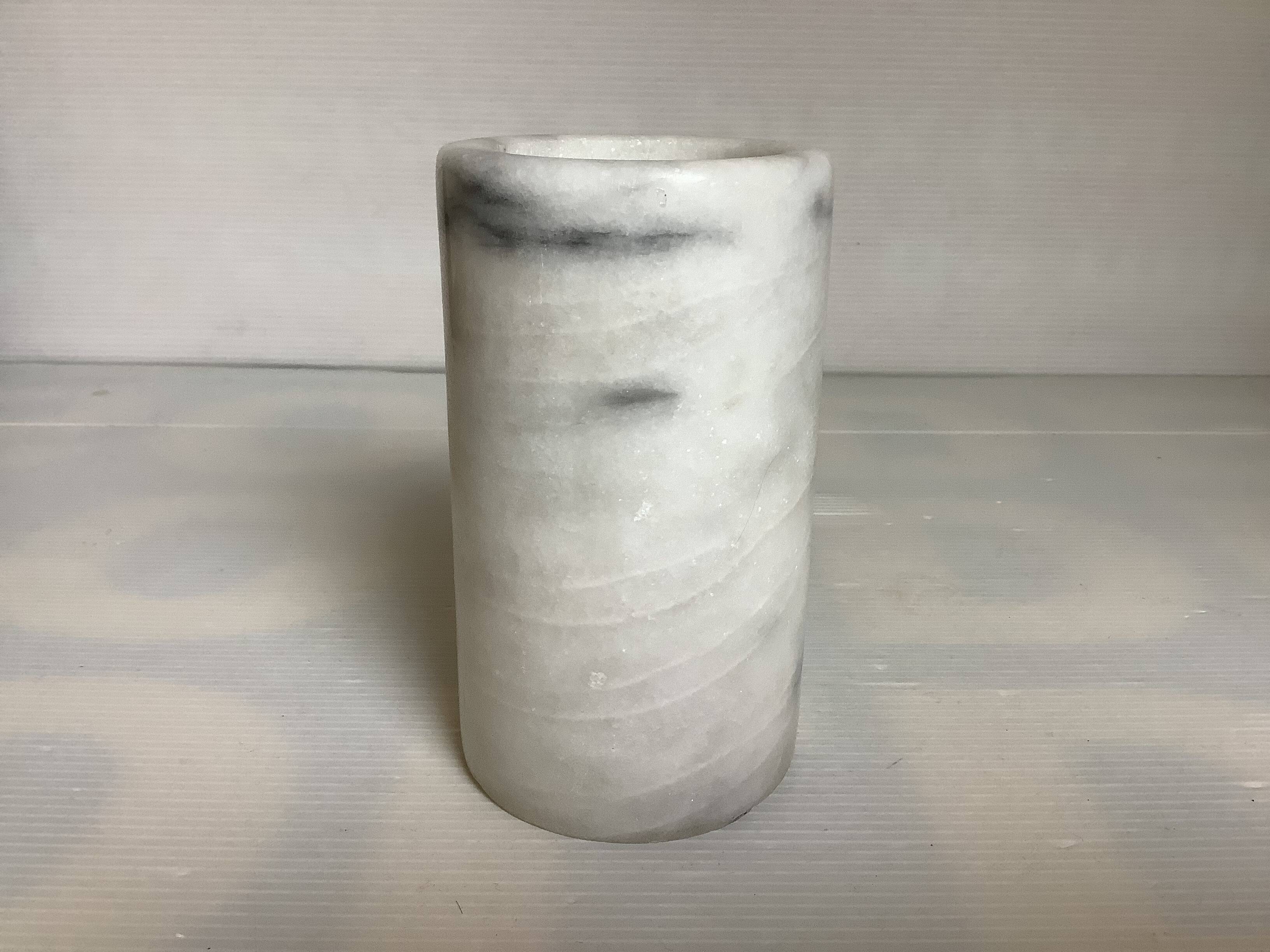 White gray marble roller vase