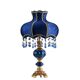 Lampe de table vintage avec abat-jour en verre floral bleu - Lampe d’accent romantique pour chambre à coucher