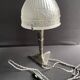Art Deco table lamp – Chromed metal and molded pressed glass – Attributed to Création Tief