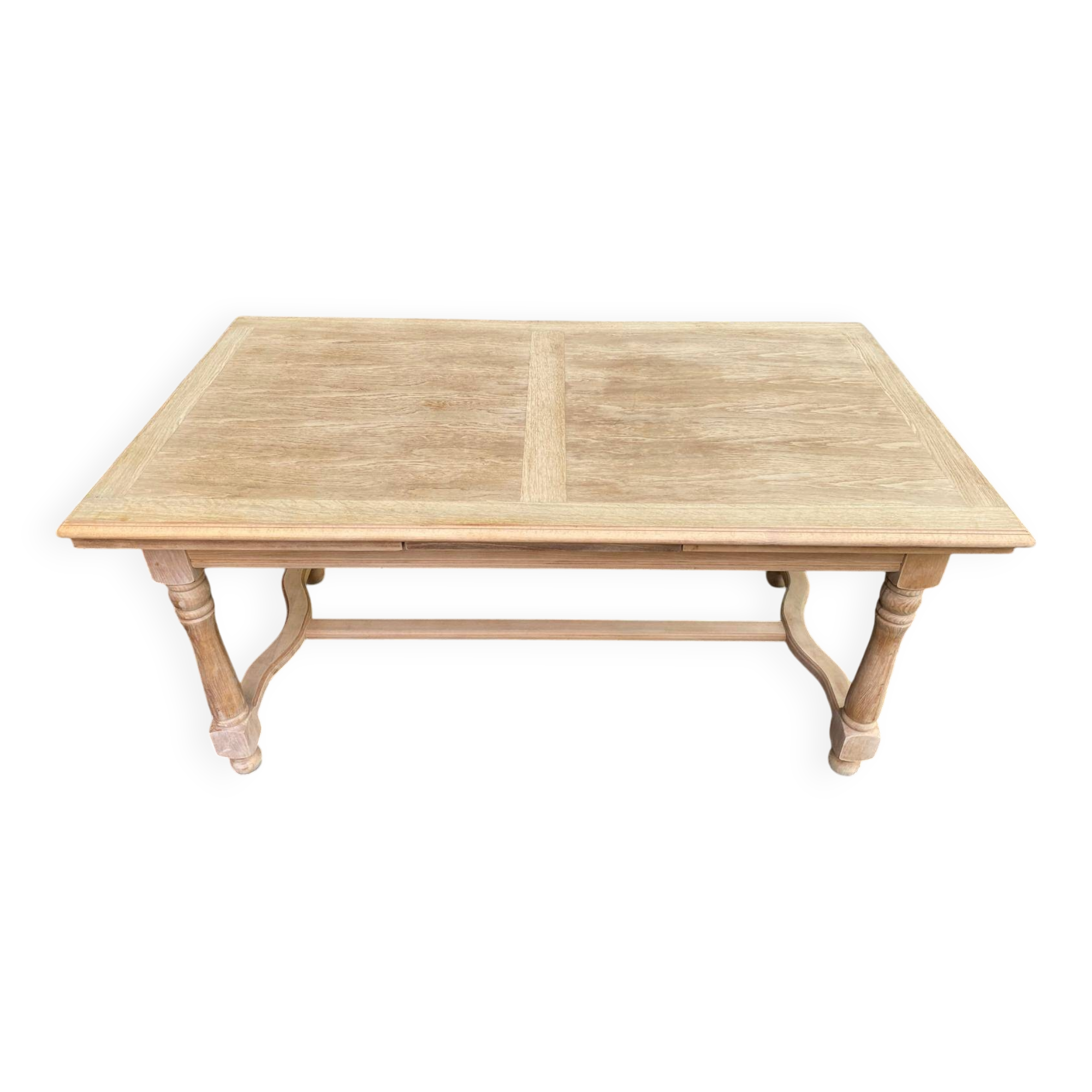 Table à manger de ferme extensible rénovée en chêne brut 270cm XXème
