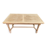 Renovated extendable farmhouse dining table in raw oak 270cm 20th century
