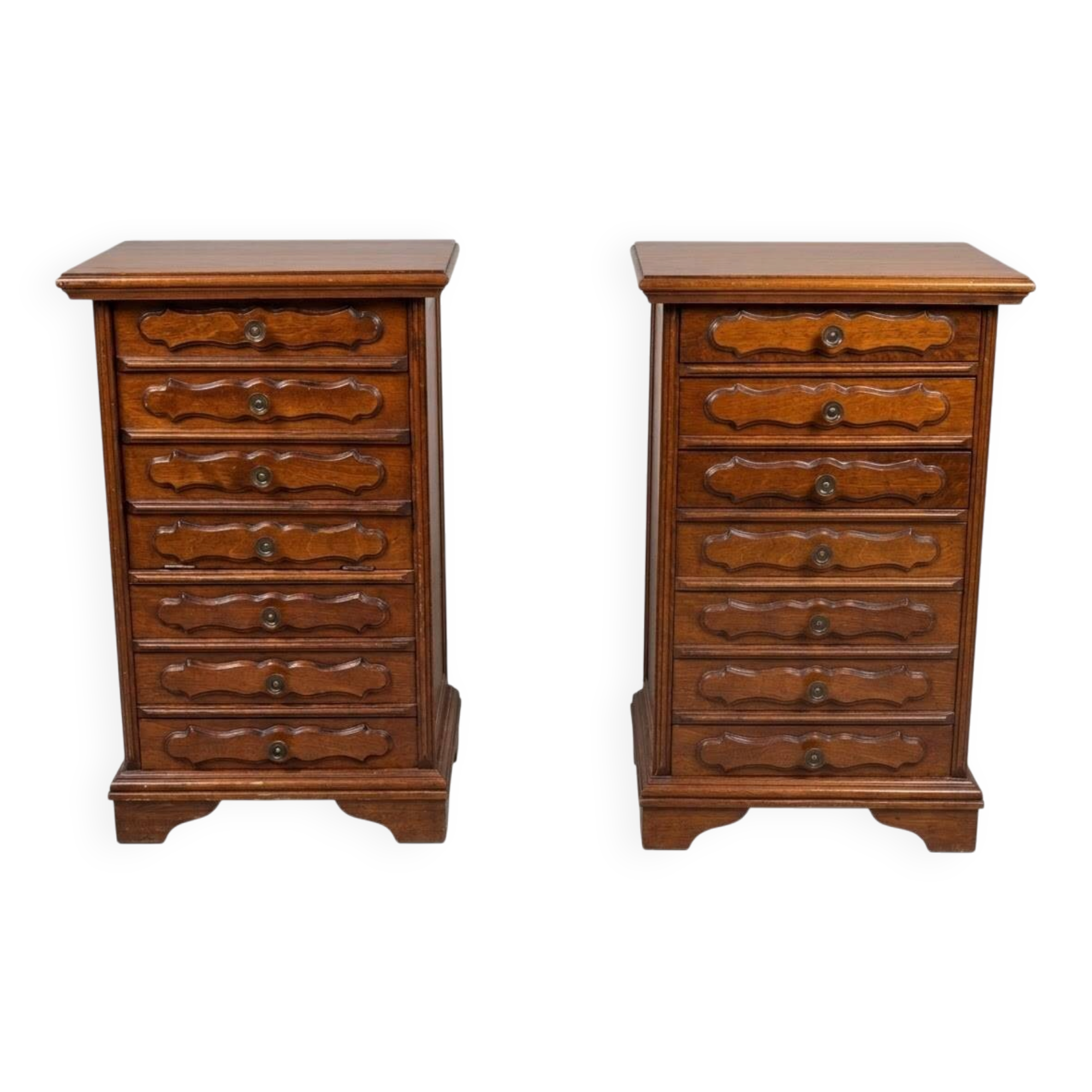 Set of 2 antique bedside tables.