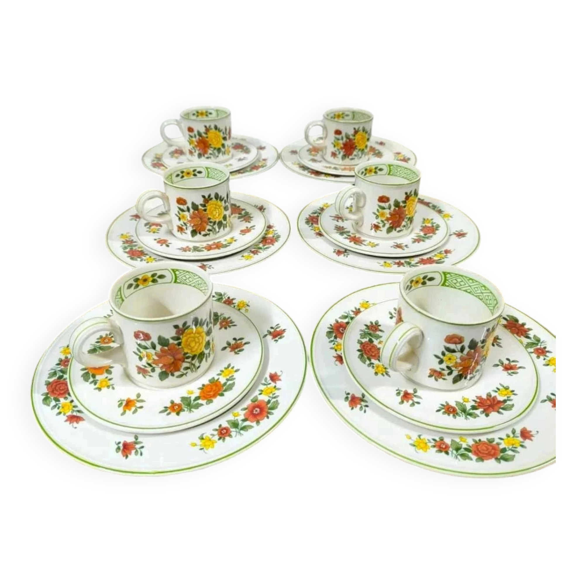 Set of 6 cups + saucers + dessert plates Villeroy and Boch Summer