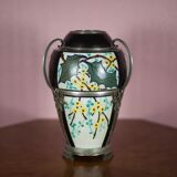 Ceramic vase with silver frame, vase signed by Argyl, Art Nouveau vase, art deco, collection