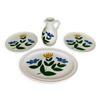 3 vintage ceramic dishes and pitcher from the 50s Poteries du Marais