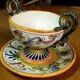 Small Cup and Saucer Majolica Fantechi Sesto Fiorentino Antique