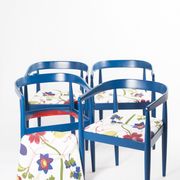 Vintage Flower Fabric & Blue Beech Armchair