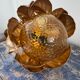 Suspension flowers golden leaves with glass globe