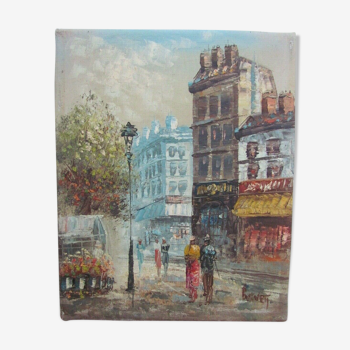 Tableau, Rue de Paris, Marché aux fleurs Burnett