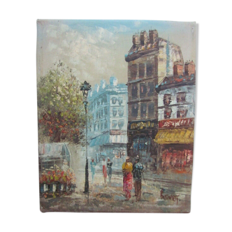 Painting, Rue de Paris, Flower Market, Burnett