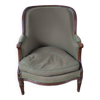 Fauteuil bergère louis XVI vert