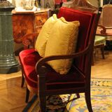 18th Century French Hand Carved Mahogany Upholstered Sofa in the style of George Jacob