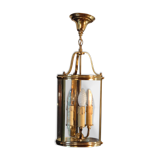 Metal dore 3 lumieres chandelier with glass chase