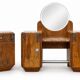 Ensemble coiffeuse 1930 Art Déco en Noyer avec dessus marbre et chevet