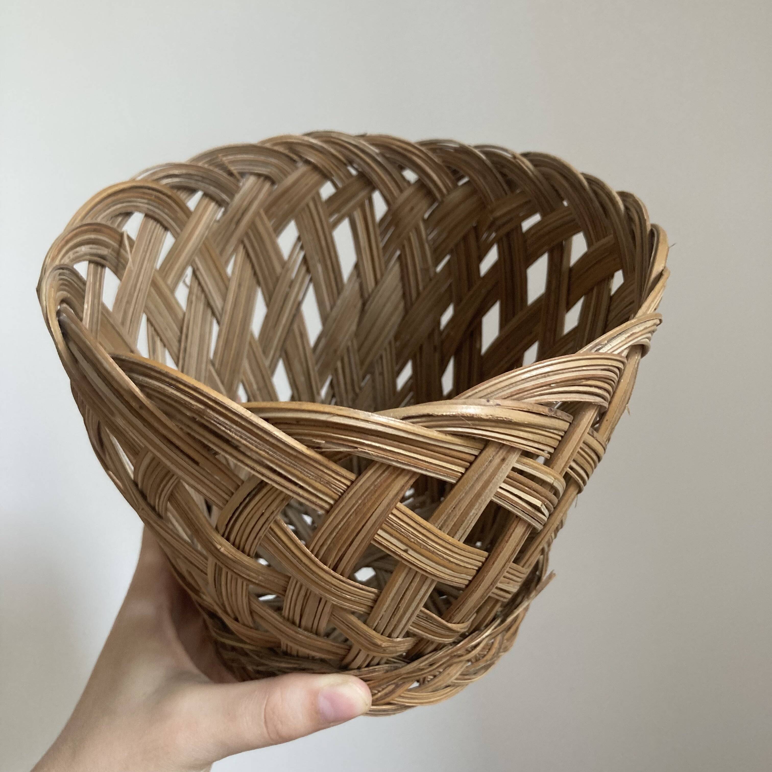 Vintage woven wicker plant pot cover