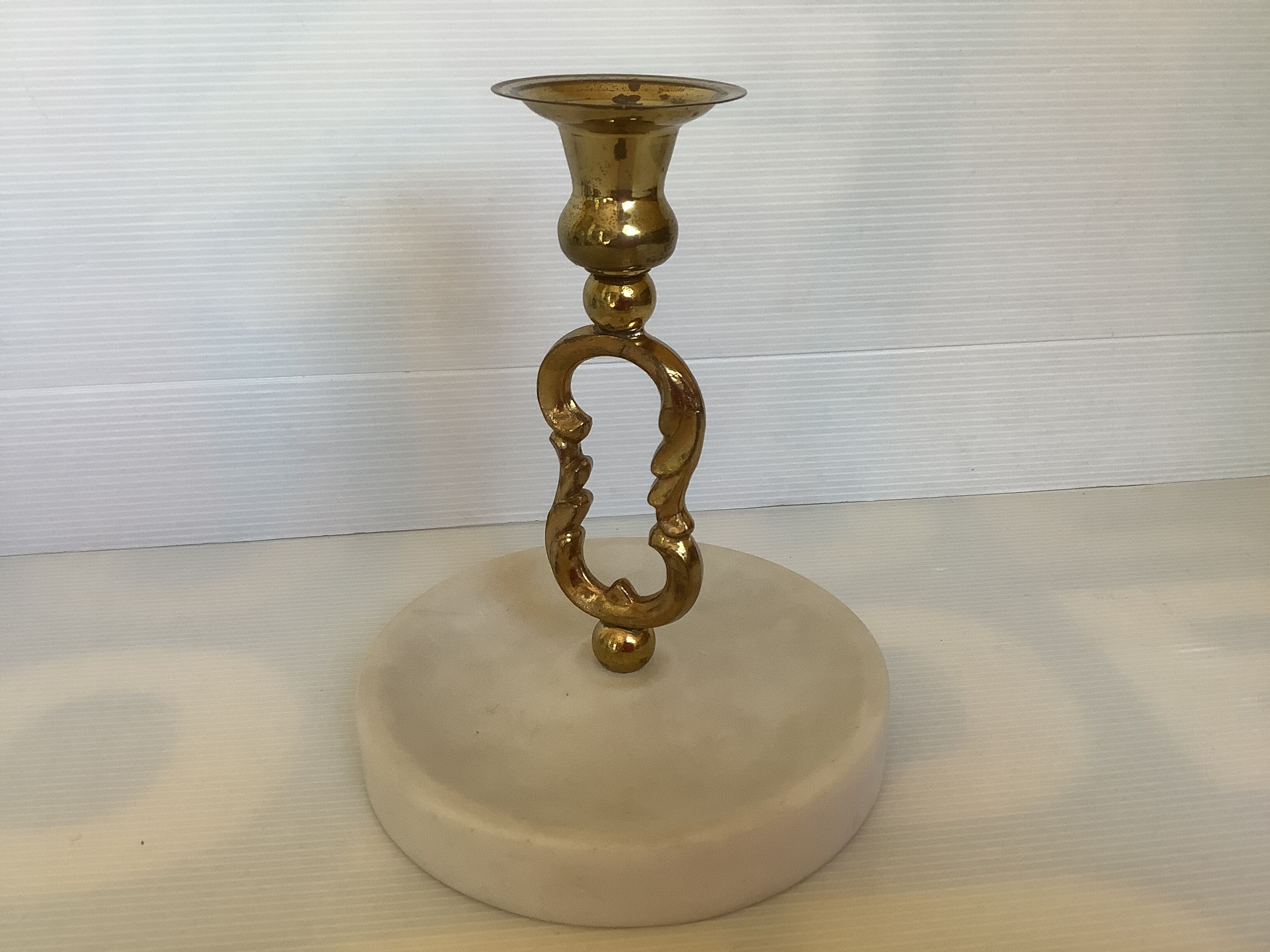 Metal and stone candle holder