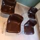 4 Vintage Space Age Chocolate Brown & Chrome Chairs 1970
