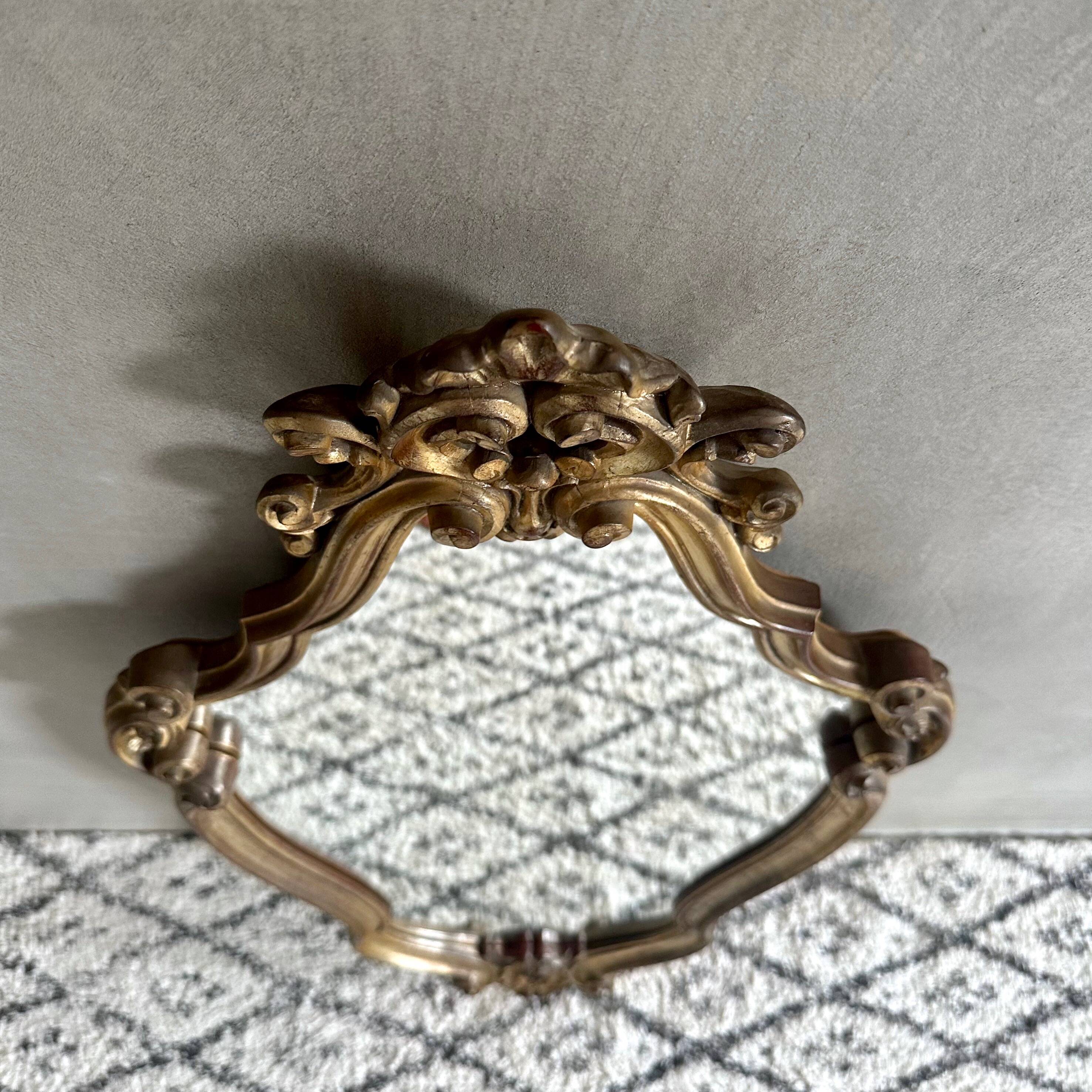 Antique wall mirror, baroque mirror, gold wooden mirror