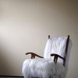 Henning Kjærnulf, armchair reupholstered in long-haired Icelandic sheepskin, 1950