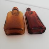 2 amber apothecary bottles