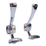 Pair of vintage chrome metal wall hooks