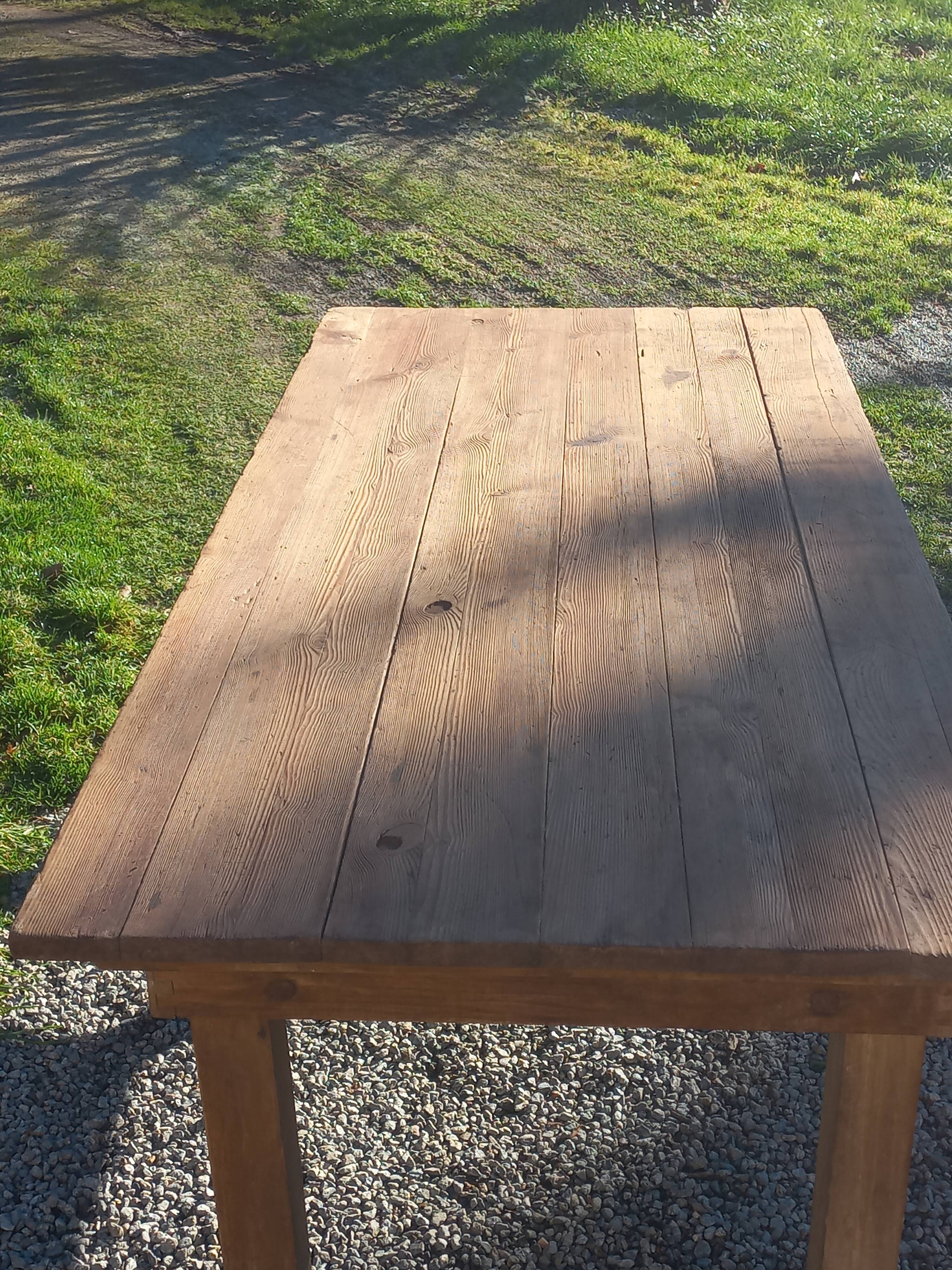 Brutalist farmhouse table Antique wooden workshop table 200cm