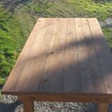 Brutalist farmhouse table Antique wooden workshop table 200cm