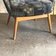 Set of vintage grey fabric armchairs, lacquered structure from the 1960s Arts & Crafts.