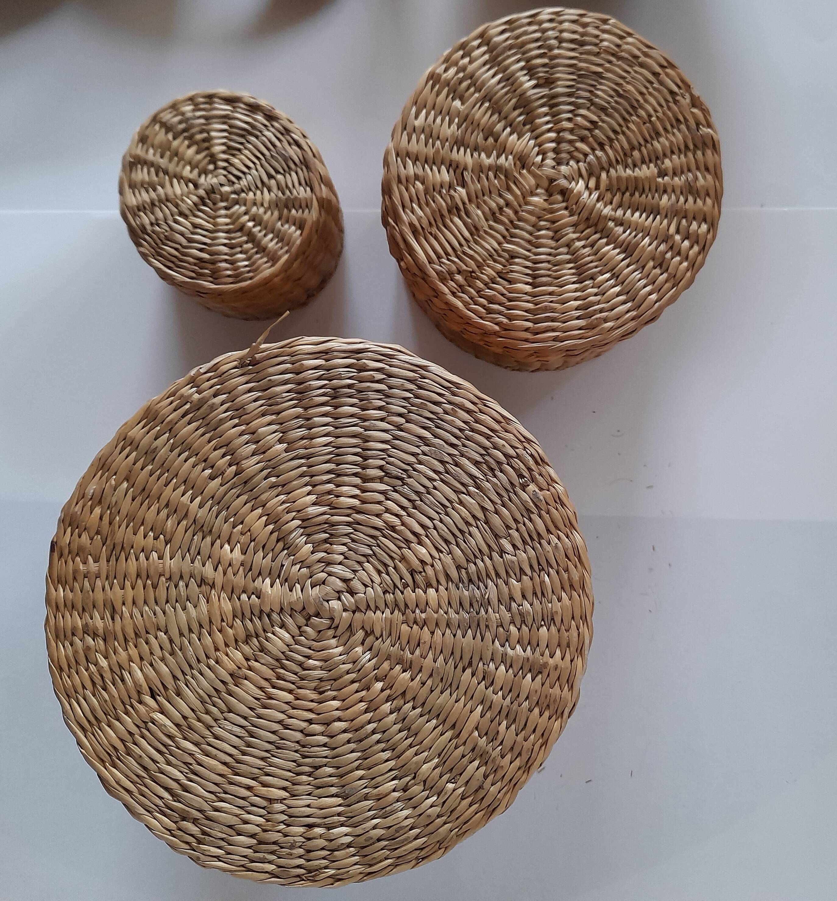 Set of 3 vintage wicker boxes